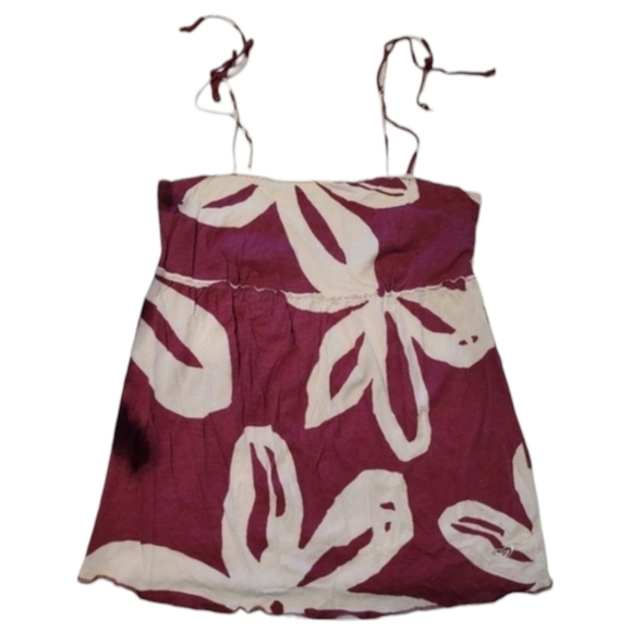 Vintage Roxy Hibiscus Red and White Spaghetti Top Size Large Juniors - Picture 1 of 8